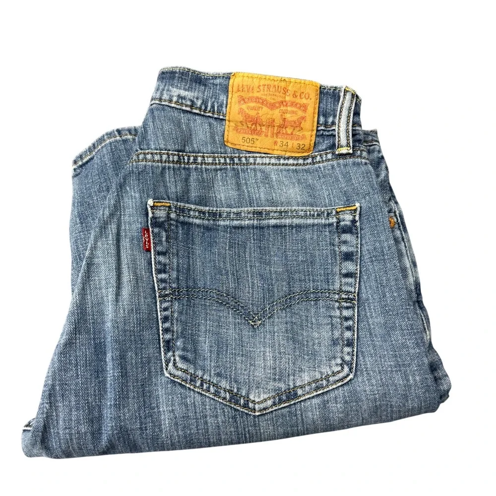 Levi's 505 Jeans Mens 34x32 (34x31 ACTUAL)‎ Regular Fit Blue Denim Classic